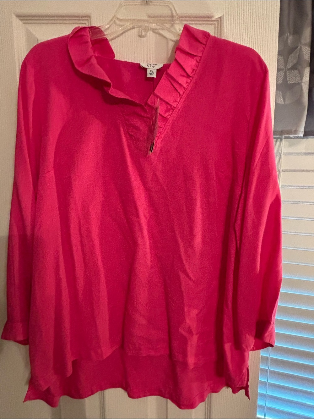 belk Hot Pink Ruffle-Trim Blouse